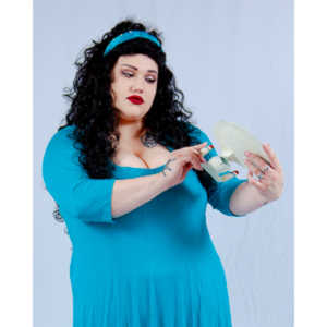 Dorian cosplaying as Deanna Troi from Star trek TNG.